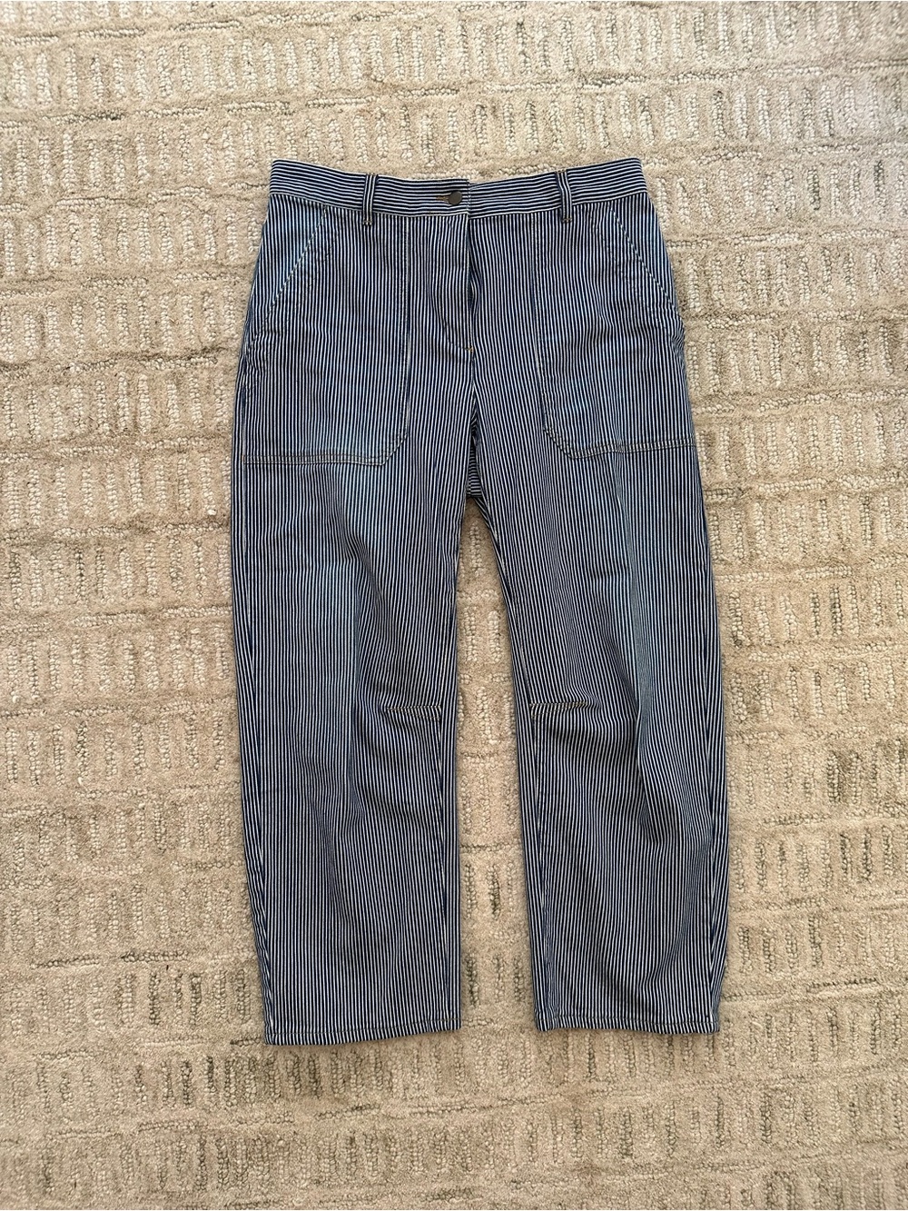 ME+EM Striped Trousers in Blue & White Size 8 Like New